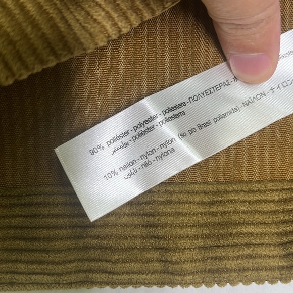 Zara - Dark Camel Corduroy Long Sleeve Large Button Crop Top Size Small - Picture 12 of 12